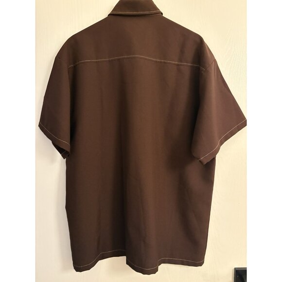 Vintage CalTop Shirt Mens Large Brown Contrast Stitch Lowrider OG Chicano 90s - Picture 2 of 3